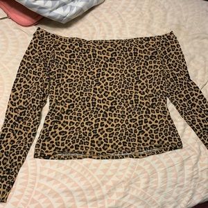 Off the shoulder cheetah print top